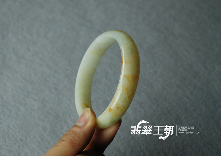 糯冰种飘红翡缅甸翡翠富贵花开手镯（60.7）