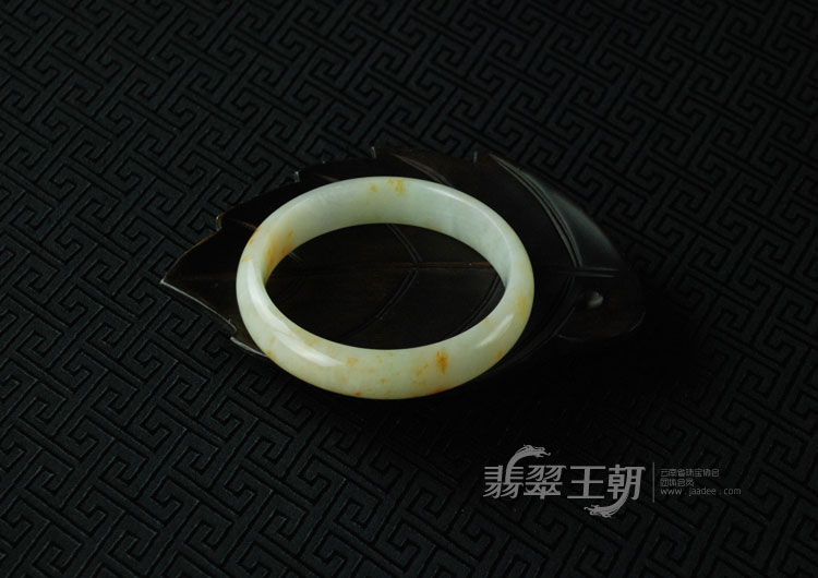 糯冰种飘红翡缅甸翡翠富贵花开手镯（60.5）