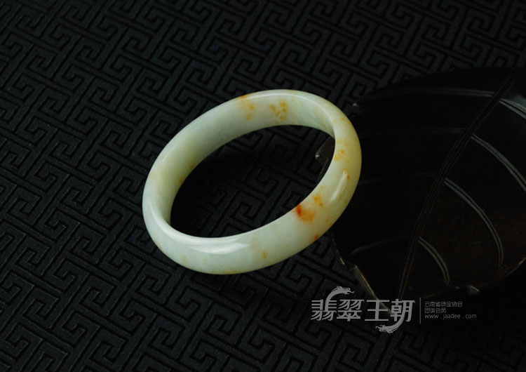 糯冰种飘红翡缅甸翡翠富贵花开手镯（60.5）