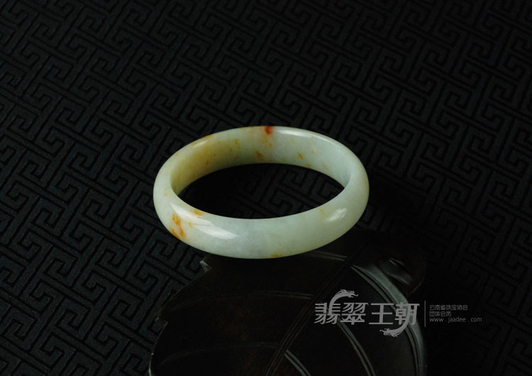 糯冰种飘红翡缅甸翡翠富贵花开手镯（60.5）