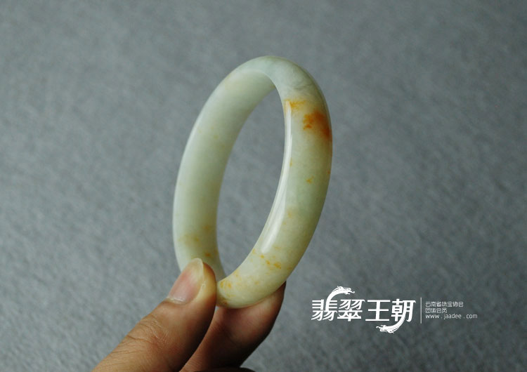 糯冰种飘红翡缅甸翡翠富贵花开手镯（60.5）