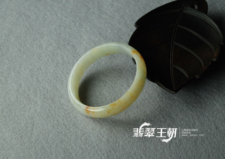 糯冰种飘红翡缅甸翡翠富贵花开手镯（60.5）