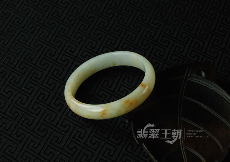 糯冰种飘红翡缅甸翡翠富贵花开手镯（60.8）