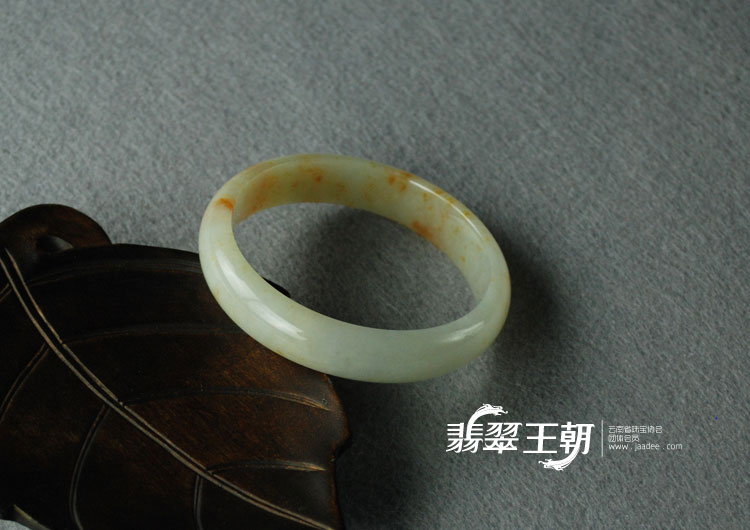 糯冰种飘红翡缅甸翡翠富贵花开手镯（60.8）