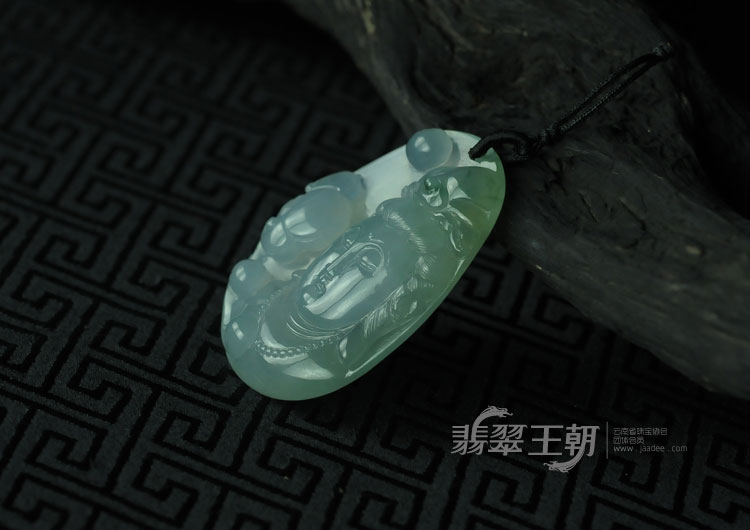 冰种蓝晴水缅甸翡翠观音头挂件
