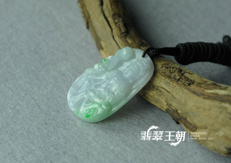 糯冰种紫罗兰飘翠缅甸翡翠观音挂件
