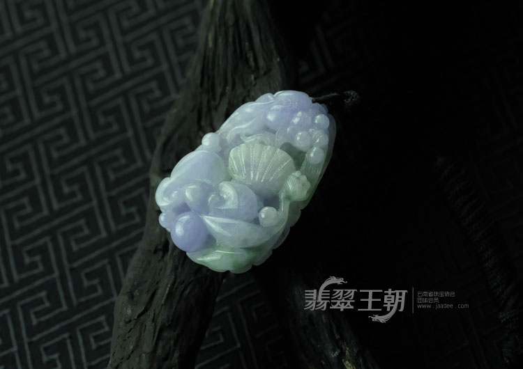 糯冰种紫罗兰缅甸翡翠“金玉满堂”挂件