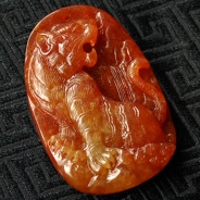 糯冰种红翡缅甸翡翠虎牌挂件