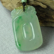 冰玻种黄加绿缅甸翡翠福在眼前挂件