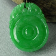 糯冰种正阳绿缅甸翡翠满绿福在眼前挂件