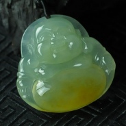 糯冰种黄翡缅甸翡翠玉佛挂件