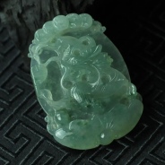 冰种飘花缅甸翡翠龙牌挂件