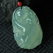 冰种蓝晴水缅甸翡翠如意挂件