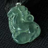 【马上发财】 玻璃种飘花缅甸翡翠挂件