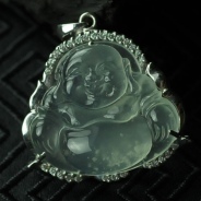 玻璃种包白金缅甸翡翠玉佛挂件