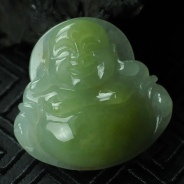 糯冰种晴水缅甸翡翠笑佛挂件
