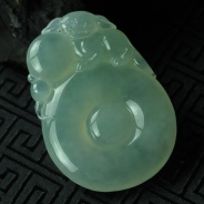 冰种晴水缅甸翡翠福在眼前挂件
