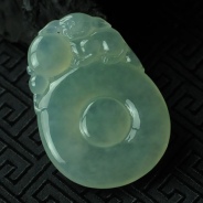冰种晴水缅甸翡翠福在眼前挂件
