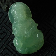 冰种晴水缅甸翡翠观音挂件