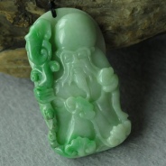 细糯种翠色缅甸翡翠寿星挂件