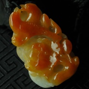 糯冰种红翡缅甸翡翠“欢喜富贵”挂件