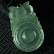 玻璃种晴水缅甸翡翠“福在眼前”挂件