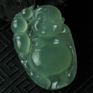 冰玻种晴水缅甸翡翠逍遥佛挂件