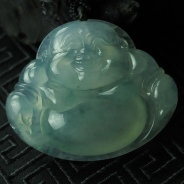 冰种飘花缅甸翡翠玉佛挂件