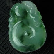 冰种飘花缅甸翡翠“福在眼前”挂件