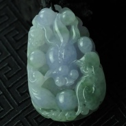 糯冰种紫罗兰飘花缅甸翡翠“年年有余”挂件
