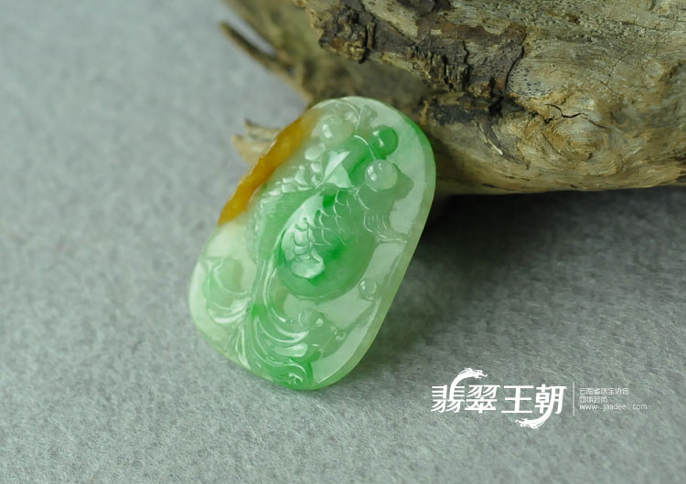 糯冰种黄加绿缅甸翡翠“金玉满堂”挂件