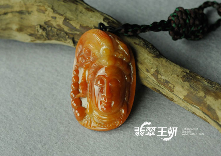 细糯种红翡缅甸翡翠观音头挂件