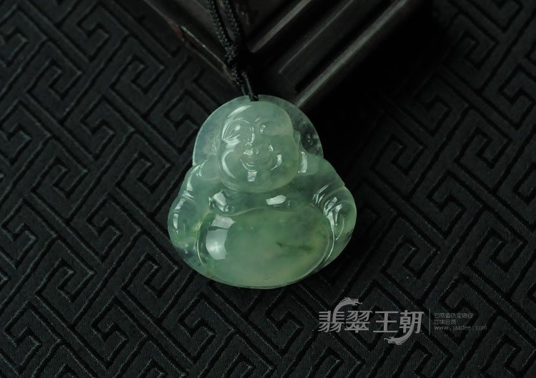 冰种飘花缅甸翡翠玉佛挂件