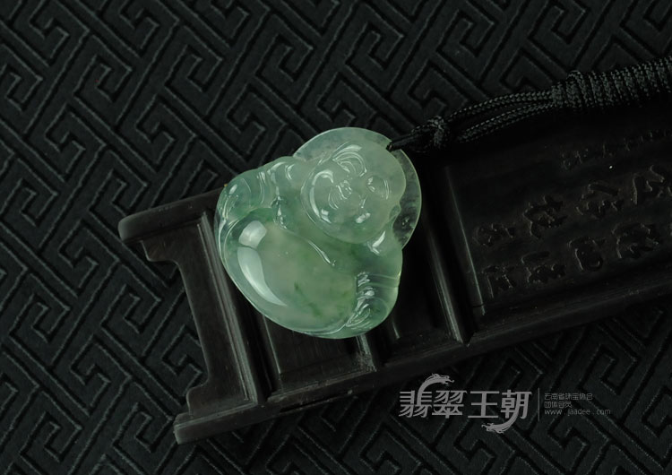 冰种飘花缅甸翡翠玉佛挂件