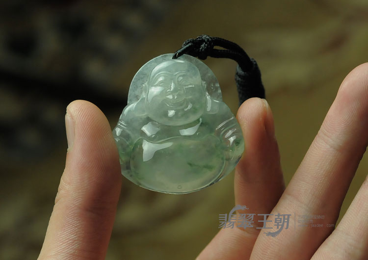 冰种飘花缅甸翡翠玉佛挂件