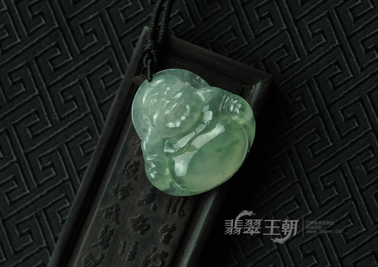 冰种飘花缅甸翡翠玉佛挂件