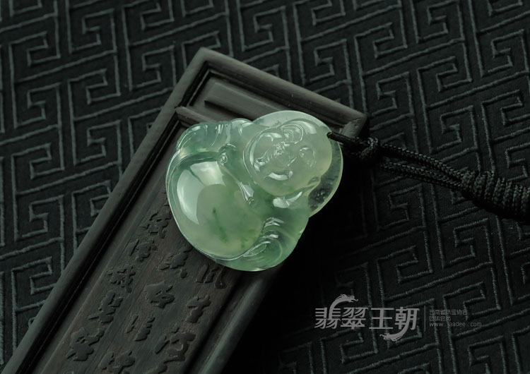 冰种飘花缅甸翡翠玉佛挂件