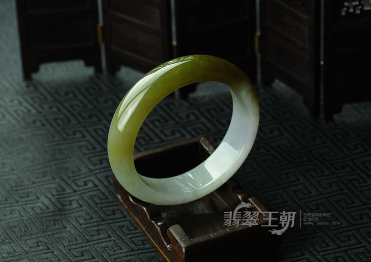 糯冰种紫罗兰黄翡缅甸翡翠手镯（61.5）