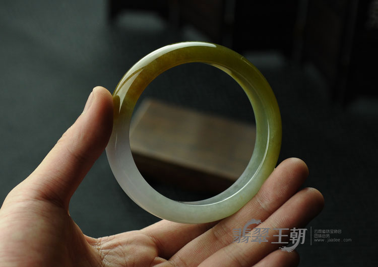 糯冰种紫罗兰黄翡缅甸翡翠手镯（61.5）