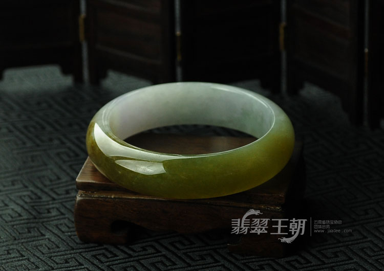 糯冰种紫罗兰黄翡缅甸翡翠手镯（61.5）