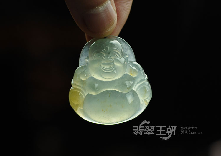 高冰种黄翡缅甸翡翠玉佛挂件