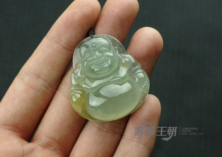 高冰种黄翡缅甸翡翠玉佛挂件
