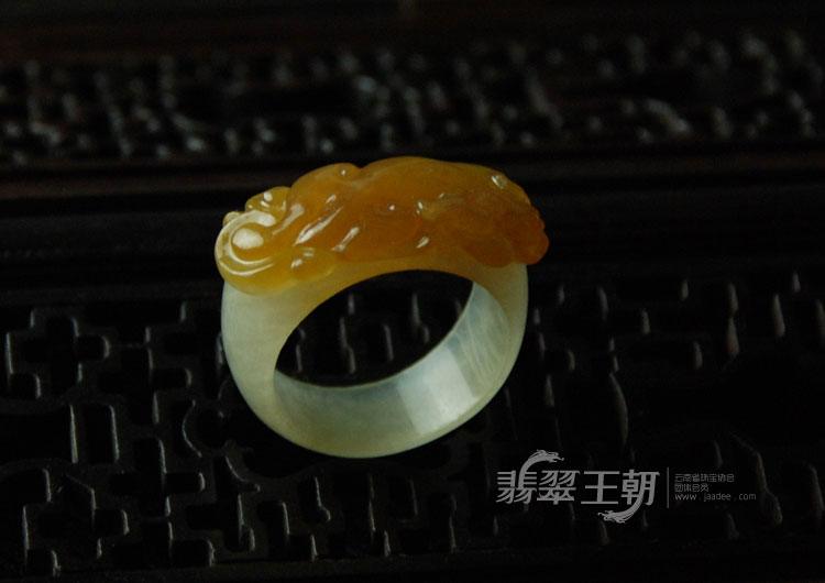 冰种黄翡缅甸翡翠貔貅指环