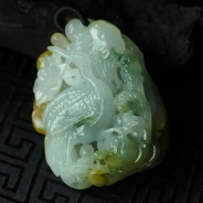 糯冰种三彩缅甸翡翠“鹤延年”挂件
