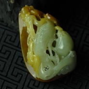 糯冰种红黄翡缅甸翡翠“仙鹤同寿”挂件