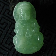 糯冰种晴水缅甸翡翠观音挂件
