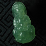 冰种晴水缅甸翡翠观音挂件