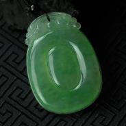 冰种飘翠缅甸翡翠福在眼前挂件