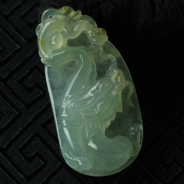 冰种晴水缅甸翡翠龙牌挂件