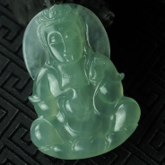 冰玻种晴水缅甸翡翠观音挂件
